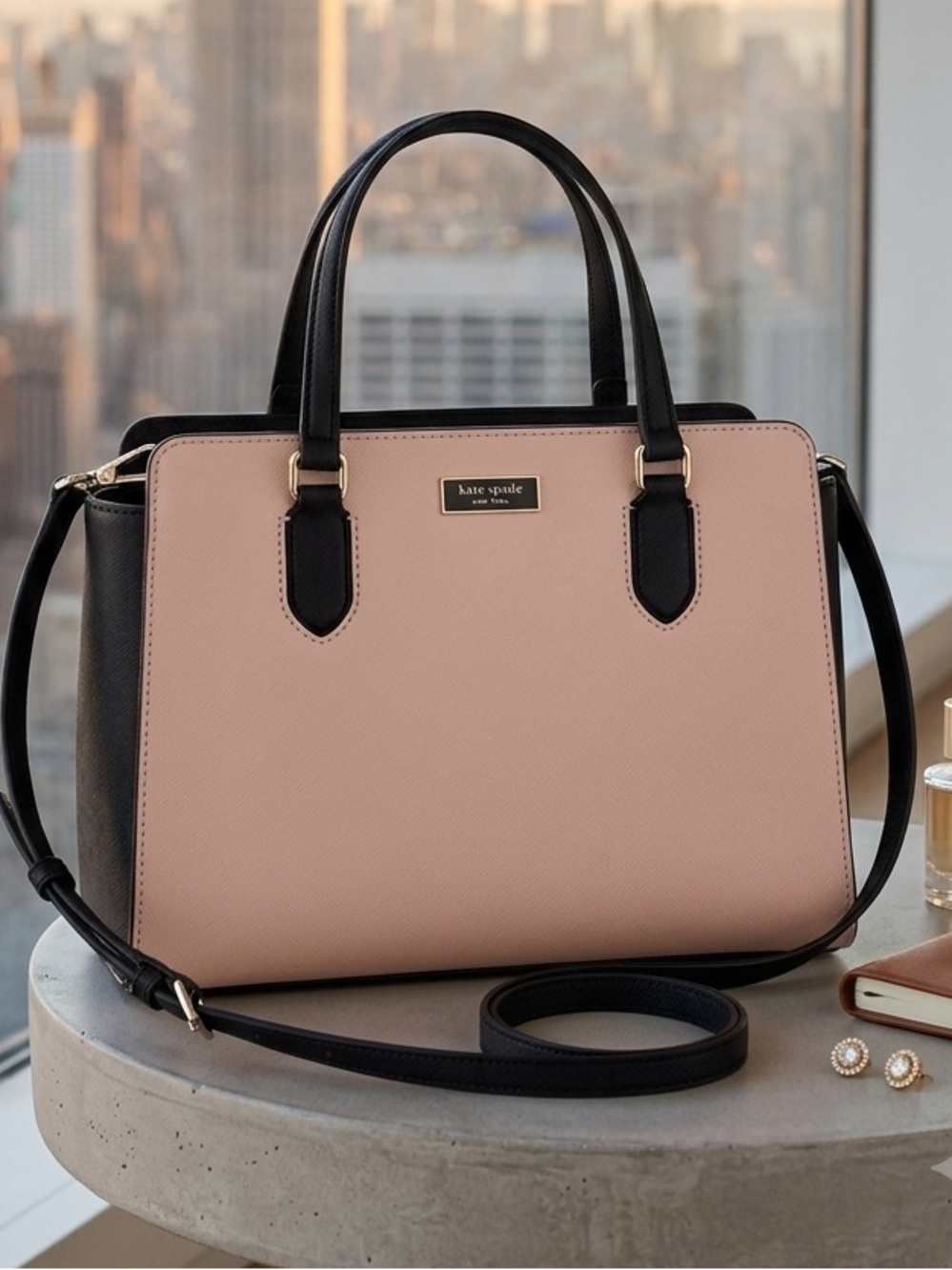 Kate Spade Jeanne Medium Two-Tone Pink & Black Satchel Crossbody